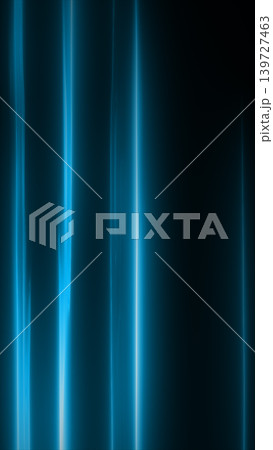 Vertical cyan neon light beams on dark futuristic background with glowing streaks and soft haze Vertical cyan neon light beams on dark futuristic background with glowing streaks and soft haze 139727463