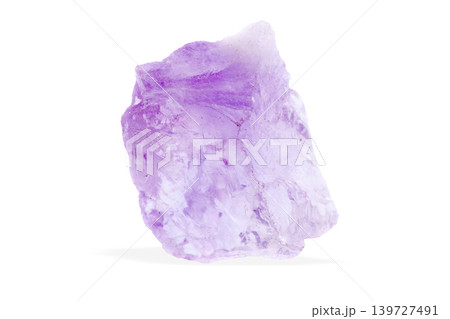 Purple gemstone druse featuring rough amethyst formations. Isolated crystal cluster displays natural Purple gemstone druse featuring rough amethyst formations. Isolated crystal cluster displays natural 139727491