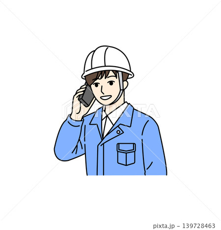 作業員 電話 報告 連絡 ビジネス イラスト 139728463