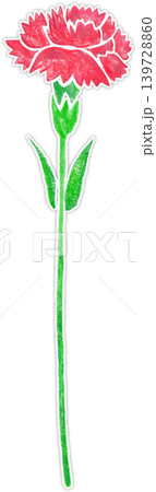 手描き風カーネーションの花1本_白フチあり_まっすぐ 139728860