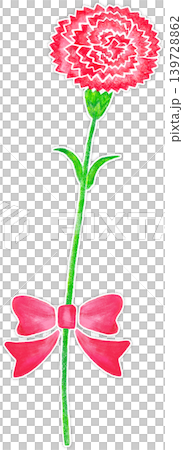 Hand-painted style carnation flower (1 stem) with white border and ribbon. Hand-painted style carnation flower (1 stem) with white border and ribbon. 139728862