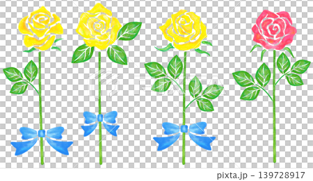 黄色い薔薇の花3本と赤い薔薇の花1本 139728917