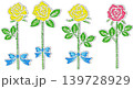 刺繍風の黄色い薔薇の花3本と赤い薔薇の花1本_白フチあり 刺繍風の黄色い薔薇の花3本と赤い薔薇の花1本_白フチあり 139728929