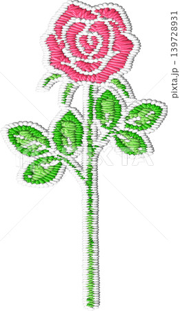 刺繍風の薔薇の花_赤色の薔薇 139728931