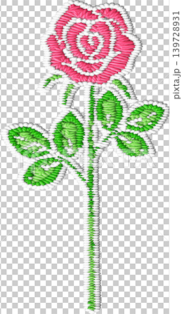刺繍風の薔薇の花_赤色の薔薇 139728931