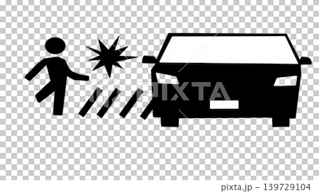 Silhouette illustration of a collision between a car and a pedestrian. 139729104