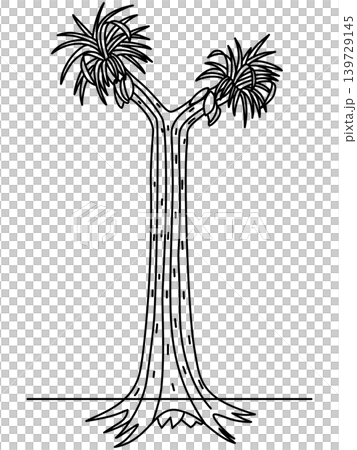 A stylized illustration of Sigiraria (Fuuinboku) from the Carboniferous period. 139729145