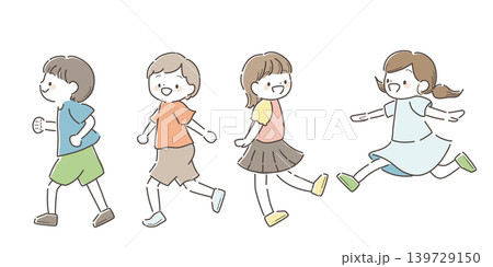 笑顔で元気に走り回る子どもたちのイラスト 笑顔で元気に走り回る子どもたちのイラスト 139729150
