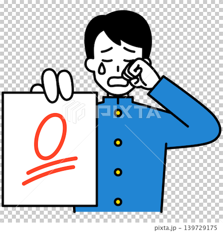 A male student cries as he shows his test paper with a score of 0. A male student cries as he shows his test paper with a score of 0. 139729175