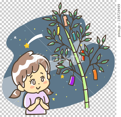 A girl with sparkling eyes at the Tanabata festival, under the night sky. A girl with sparkling eyes at the Tanabata festival, under the night sky. 139729499