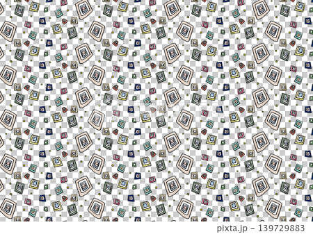 Hand-drawn | Multicolor mosaic-style pattern [PNG available] 139729883