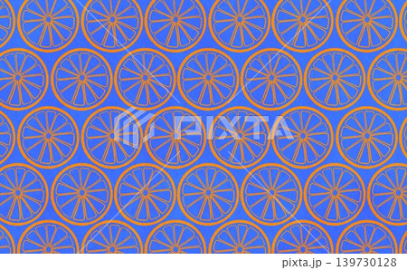 柑橘類の線画のパターン(オレンジ×ブルー) 139730128