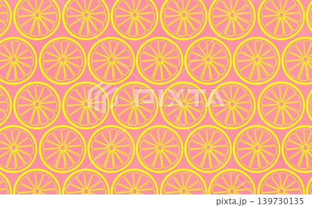 柑橘類の線画のパターン(イエロー×ピンク) 柑橘類の線画のパターン(イエロー×ピンク) 139730135