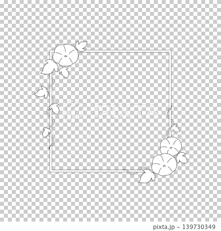 牽牛花藤蔓和邊框線條藝術插圖裝飾材料 牽牛花藤蔓和邊框線條藝術插圖裝飾材料 139730349