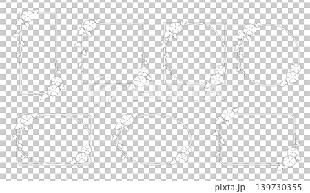 朝顔のつるフレームセット 線画イラスト 装飾素材 7種類 139730355