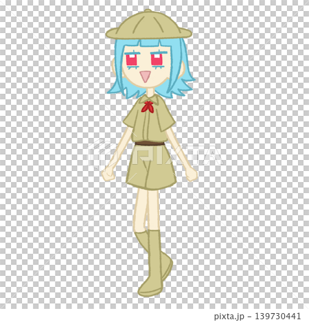 探検隊の服を着た歩く女の子 探検隊の服を着た歩く女の子 139730441