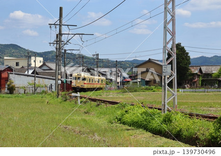 田園地帯を走る名鉄 広見線沿線風景との6000系 復刻塗装車両(岐阜県可児市) 田園地帯を走る名鉄 広見線沿線風景との6000系 復刻塗装車両(岐阜県可児市) 139730496