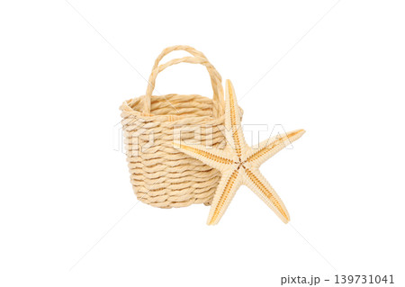 Woven basket with starfish for beach fun, PNG Woven basket with starfish for beach fun, PNG 139731041