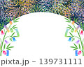 七夕の笹飾りと花火の華やかなフレームデザイン 139731111