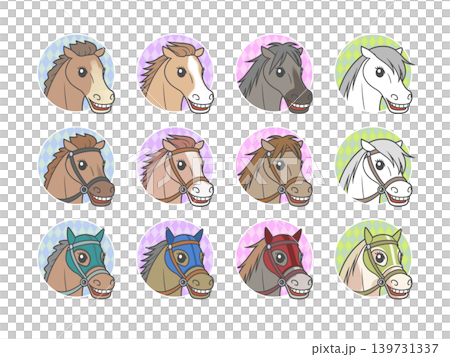 Cute Racehorse Character Icons Set 139731337