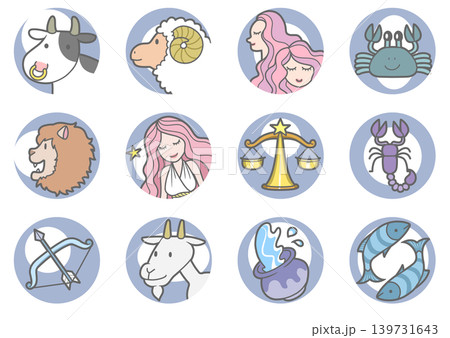 Zodiac Signs – Cute and Colorful Horoscope Icons Zodiac Signs – Cute and Colorful Horoscope Icons 139731643