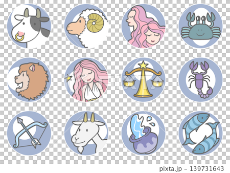 Zodiac Signs – Cute and Colorful Horoscope Icons 139731643