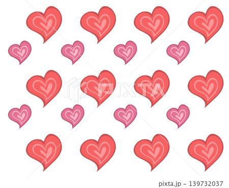 Hand-drawn Heart Pattern – Red Hand-drawn Heart Pattern – Red 139732037