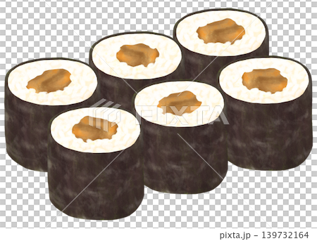 6個のかんぴょう巻きのイラスト 139732164