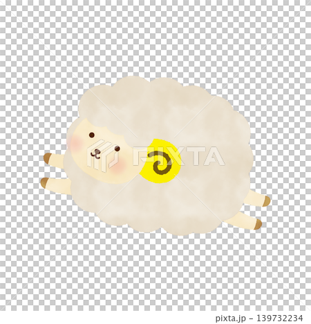 A simple and cute watercolor-style illustration of a running sheep (Year of the Sheep). A simple and cute watercolor-style illustration of a running sheep (Year of the Sheep). 139732234
