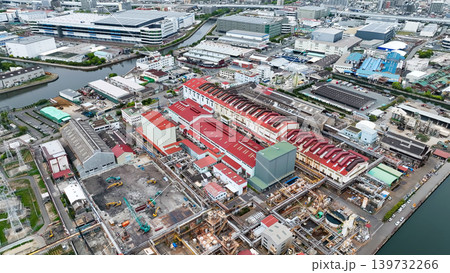 工場の風景のドローン空撮 工場の風景のドローン空撮 139732266