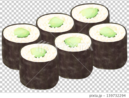 6個のかっぱ巻きのイラスト 139732294