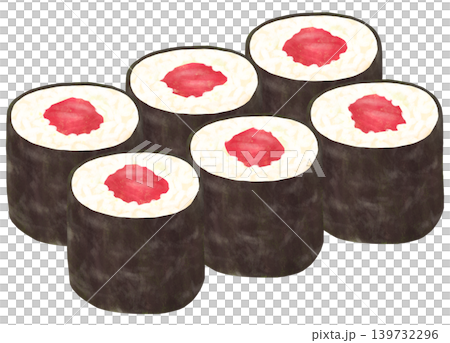 6個の鉄火巻きのイラスト 139732296