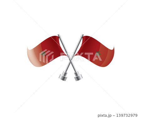 Scalable illustration capturing prideful display of Moroccan national banners Scalable illustration capturing prideful display of Moroccan national banners 139732979