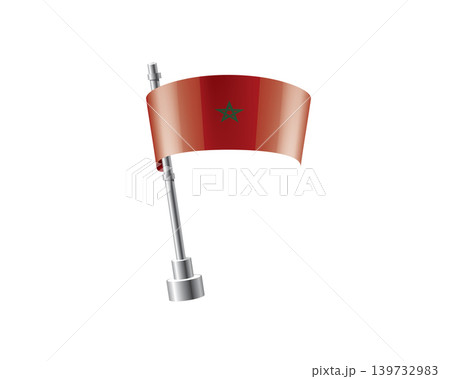 Clean representation showcasing Moroccan flag attached to glossy metal pole Clean representation showcasing Moroccan flag attached to glossy metal pole 139732983
