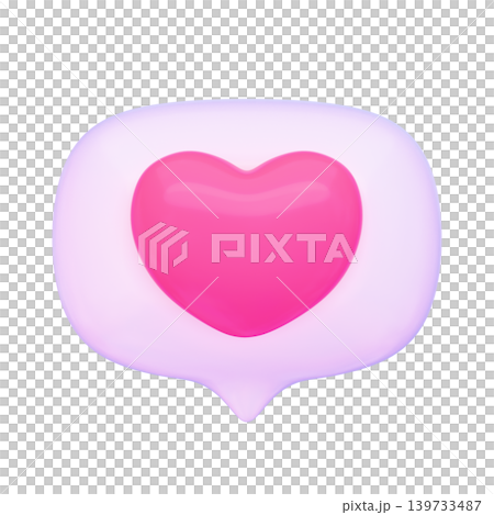 Puffy 3D emoji-style icon: speech bubble heart Puffy 3D emoji-style icon: speech bubble heart 139733487