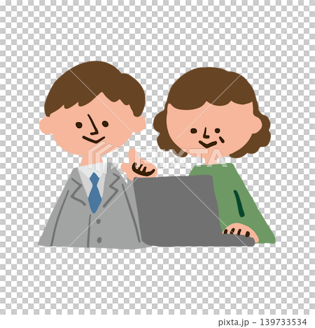 パソコンを教えてもらう高齢者のイラスト 139733534