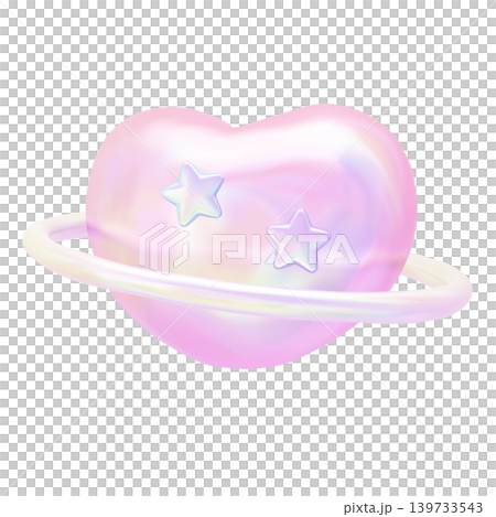 Dreamy and cute puffy sticker-style 3D heart planet pearl holographic Dreamy and cute puffy sticker-style 3D heart planet pearl holographic 139733543