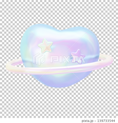 夢幻可愛的立體貼紙式3D心形星球珍珠全像圖 139733544