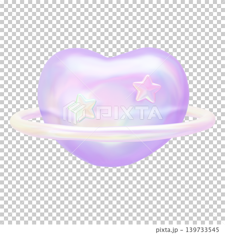 夢幻可愛的立體貼紙式3D心形星球珍珠全像圖 139733545