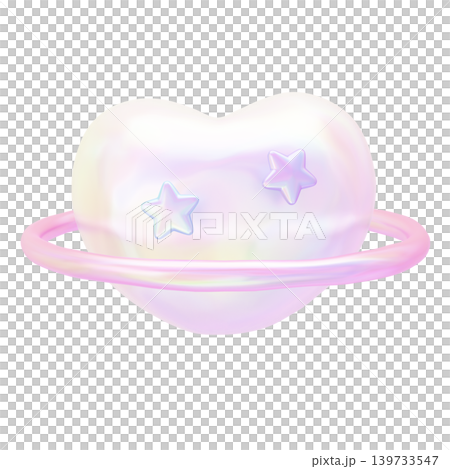 夢幻可愛的立體貼紙式3D心形星球珍珠全像圖 139733547