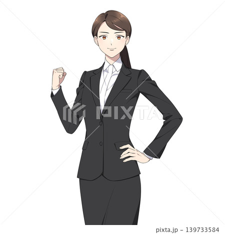 カメラ目線の社会人女性イラスト(ガッツポーズ) カメラ目線の社会人女性イラスト(ガッツポーズ) 139733584