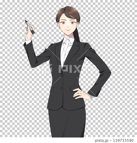 カメラ目線の社会人女性イラスト（マジック） 139733590