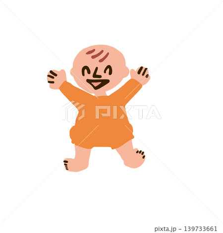 ご機嫌で笑う赤ちゃんのイラスト ご機嫌で笑う赤ちゃんのイラスト 139733661