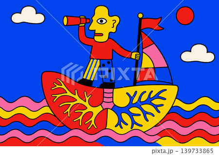 Abstract Sailor on Lung Boat Abstract Sailor on Lung Boat 139733865