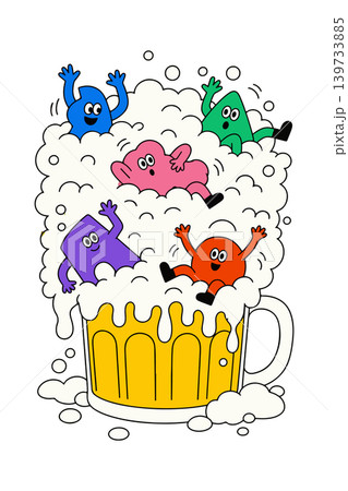 Cartoon Characters in a Beer Mug Cartoon Characters in a Beer Mug 139733885