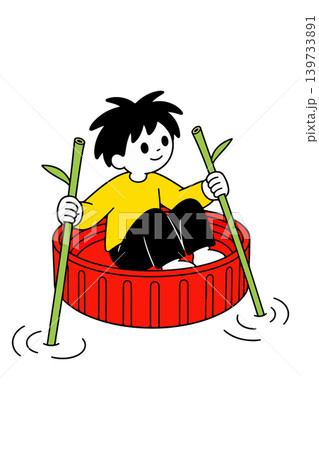 Boy in Bottle Cap Boat 139733891