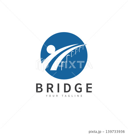 abstract bridge with people logo design template 139733936