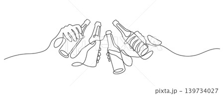 beer clinking hand holding one line drawing continuous minimalist beer clinking hand holding one line drawing continuous minimalist 139734027