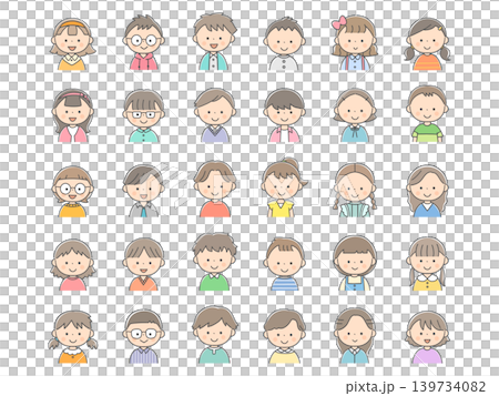 Smiling child face icon set 139734082