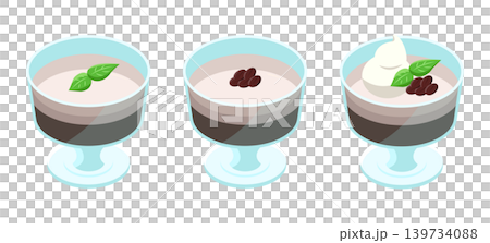 3種類のカフェゼリーのセット アイソメトリックイラスト 139734088